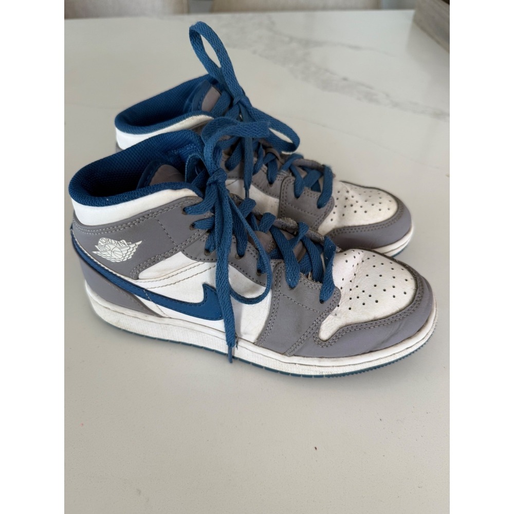 Nike Air‎ Jordan 1 - Mid Shoes DQ8423-014 True Blue Cement Gray - Size 4Y